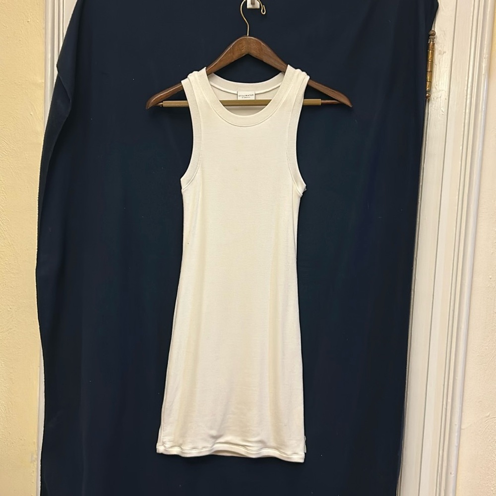 STILLWATER White Ribbed Midi Tank Dress